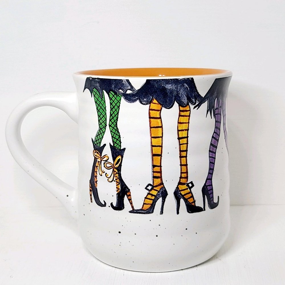 Halloween Coffee Mug Cobwebs and Cauldrons Squad Ghouls Large Cup EUC, Witch